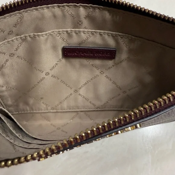 Michael Kors Burgundy and Gold Wristlet - Picture 3 of 3